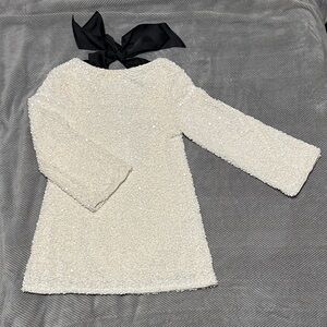 H&M Cream Mini Dress with Black Bow
